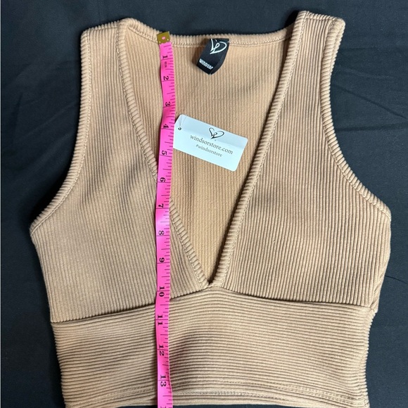 Windsor Tan Ribbed Crop Tank Top - Picture 5 of 7